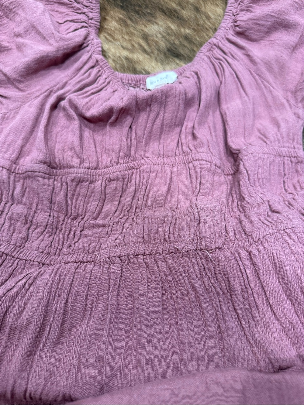 Women's Mauve Puff-Sleeve Maxi Dress - Smocked Bodice - Picture 3 of 3